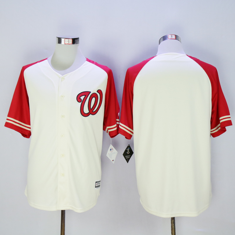Men Washington Nationals Blank Cream White MLB Jerseys->washington nationals->MLB Jersey